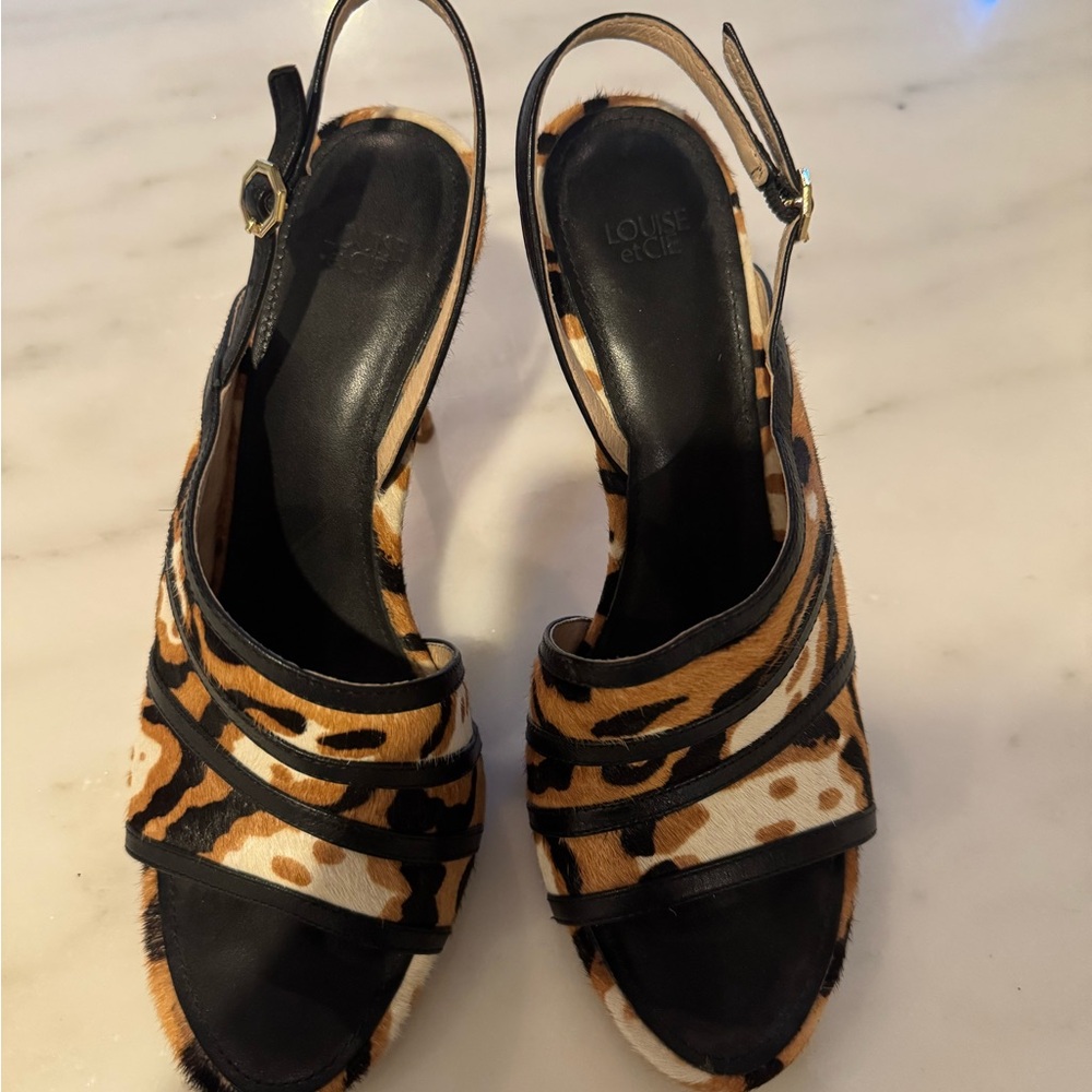 Louise et Cie Leopard Print Slingback Heels - Picture 3 of 5